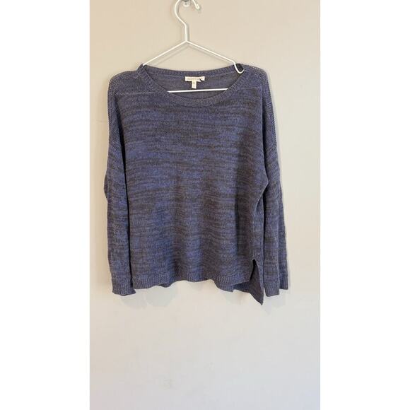 EILEEN FISHER Sweater Small Organic Linen Tunic Long Sleeve Pullover Blue 1792 - Picture 2 of 9